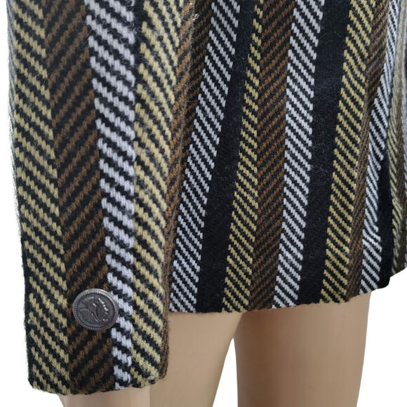 70s Striped Tread Design Fitted Single Breasted Blazer Outside Pockets SZ Small - Picture 7 of 9